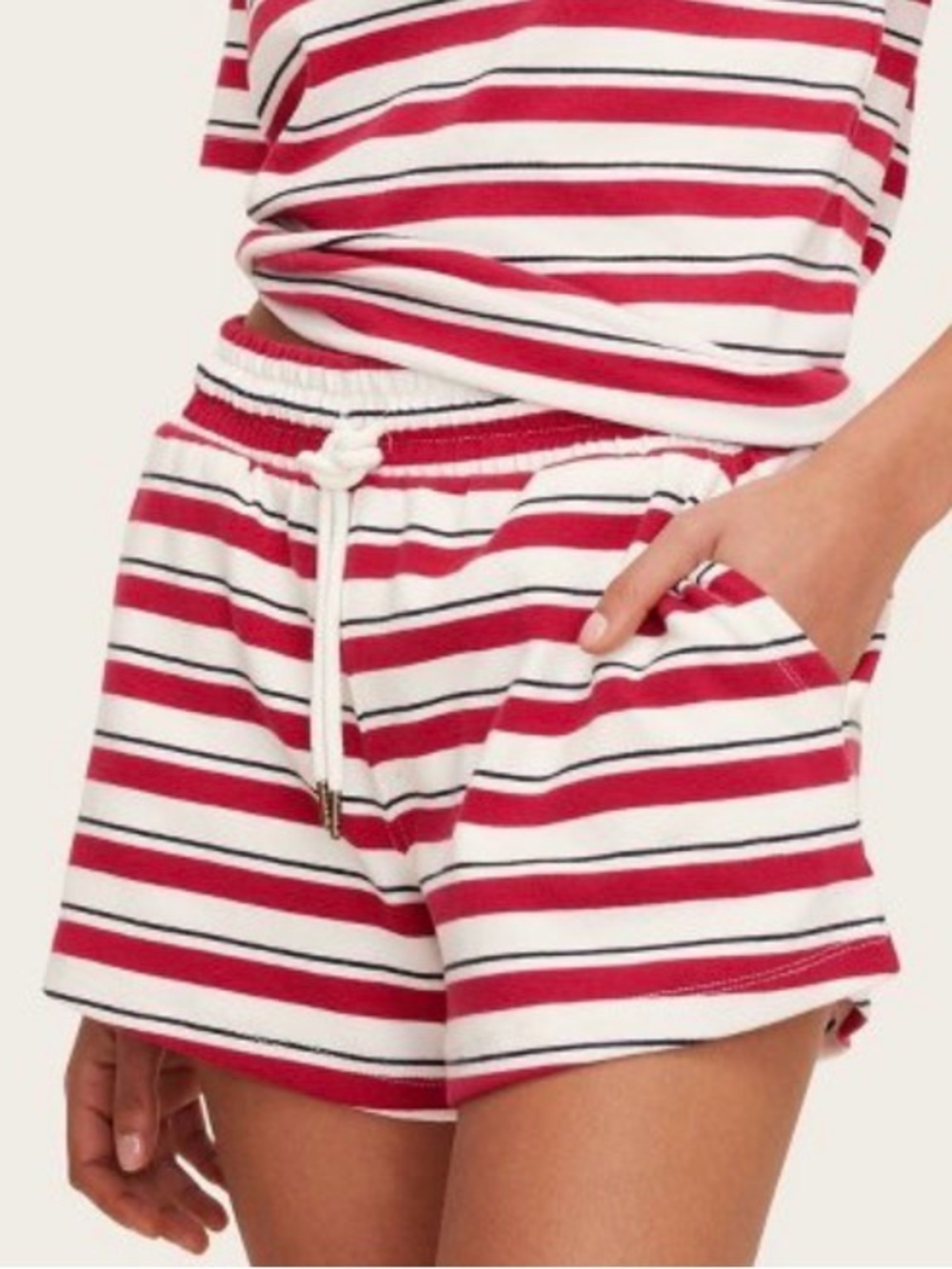 Parke x Target Women’s High Rise Drawstring Knit Pull On Shorts Red/Navy Large